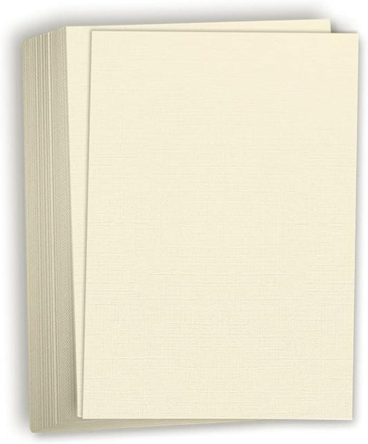 Hamilco Resume Linen Textured Cardstock Paper – 8 1/2 x 11" Blank Thick Heavy Weight 80 lb Cover Card Stock for Printer - 50 Pack (Ivory)