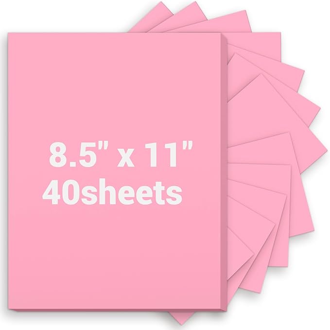 Pink Cardstock 8.5 x 11, Thick Printer Paper 75 lb/200 gsm, 40 Sheets Card Stock Pink, Heavy Card stock, Art CardStock Paper for Invitations, Diy Cards, Business Cards, Menus, Crafts, Drawing etc