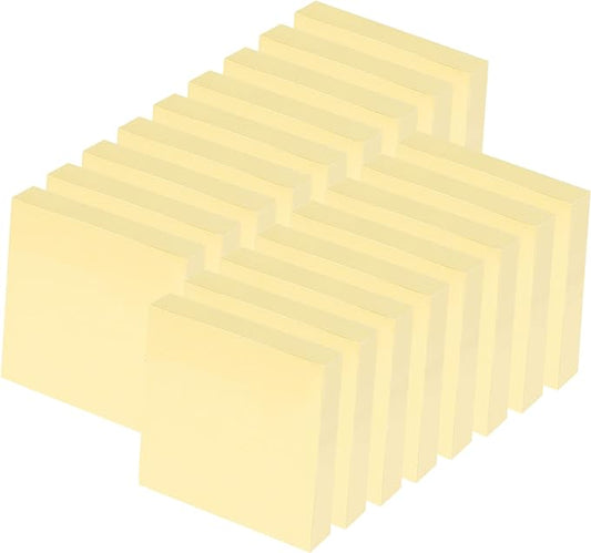 2400 pcs Yellow Sticky Note, 3 x 3 Yellow Note Pads, Strong Adhesive Sticky Notes, Self Sticky Notes for Home School Office Desk Accessories (24 Pads)