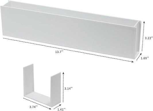 2 Pack Wall Mounted Storage Organizer, Plastic Adhesive Cabinet Door Rack for Kitchen and Bathroom, Under Sink, Vanity, Medicine Supplies, Marker Pen and Pencil Holder, White