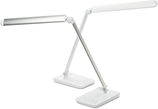 Safco 1001SL Vamp LED Modern ABS Desk Lamp with USB Port and Dimmer Switch, Silver