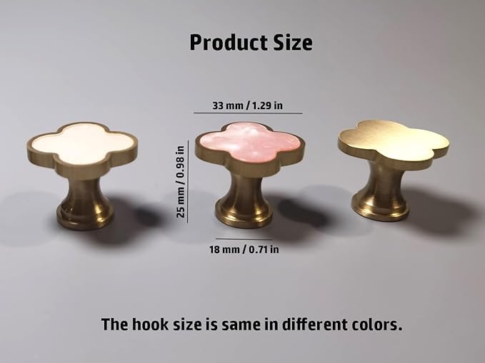 Solid Brass Decorative Wall Hooks, Coat Backpack Purse Screw-in Hangers, Wall Mounted Fancy Champagne Gold Hooks (Blossom Pink 4 Pack)