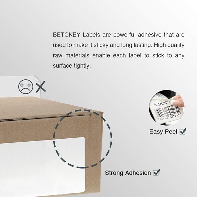 BETCKEY - Compatible DYMO 30334 (2-1/4" x 1-1/4") Multipurpose Barcode/FNSKU Labels, Perforated, Compatible with DYMO Labelwriter 450, 4XL, NOT Fit 550 & 5XL [6 Rolls/6000 Labels]