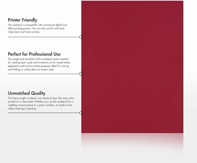 LUXPaper 8.5" x 11" Cardstock | Letter Size | Garnet Red | 100lb. Cover (183lb. Text) | 50 Qty