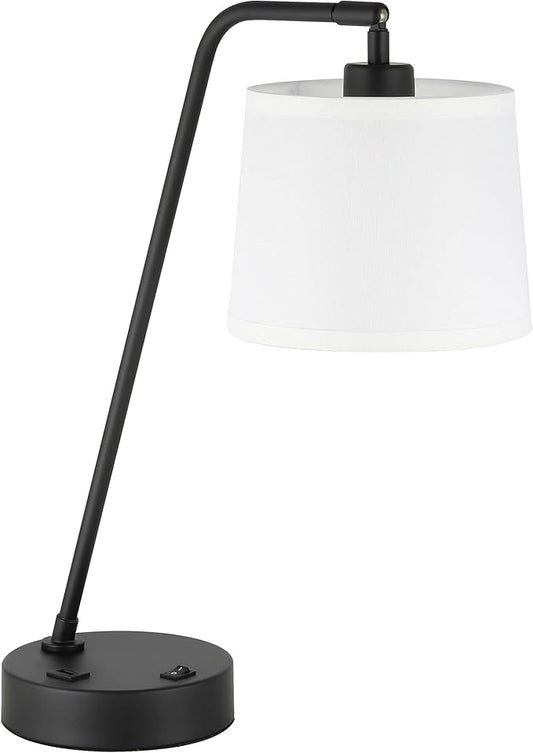 XiNBEi Lighting Black Desk Lamp, Nightstand Lights with USB Port Industrial Adjustable Shaded Table Lamps for Living Room Bedroom Reading Office XB-TL282-MB