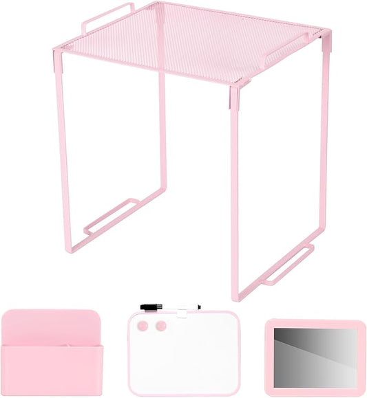 Locker Organizer and Accessories Kit, Includes Metal Locker Shelf, Magnetic Mirror, Pen Holder, Whiteboard, Markers, Magnets, Back to School Essentials Locker Decorations,Office,Gym Lockers (Pink)
