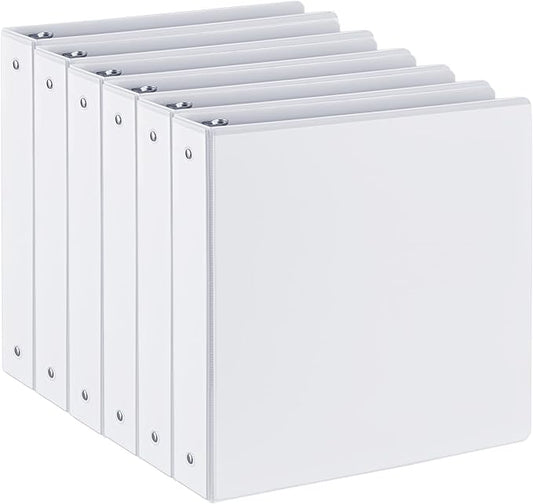 1.5-inch 3 Ring-Binder with 2 Interior Pockets, Premium 1.5''-Binders Holds 325 Sheets US Letter Size 8.5'' x 11'' Paper - Durable, Versatile Binders for Office, Home, and School Use, 6 Pack (White)