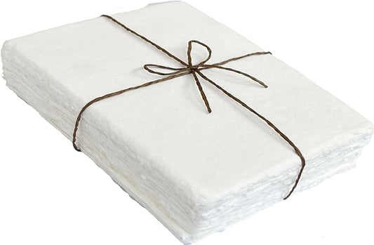 Handmade Cotton Paper with Deckle Edge Recycled Cotton Rag Mixed Media Card Stock for Watercolor, Writers, Invitations, Crafts (6x8 inch A5, 150gsm, 50 Pack)