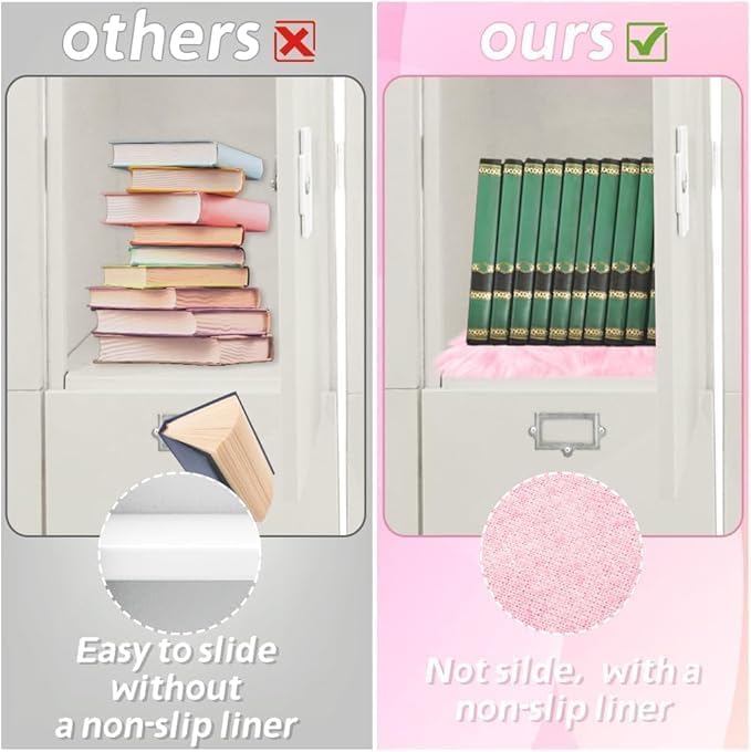 4 Pcs School Locker Rugs Square Light Pink Furry and Cute Locker Decoractions with Anti-Slip Backing for Girls in Middle School Back to School Stuff Gift