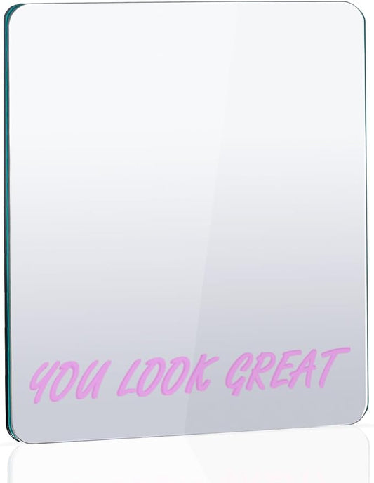 You Look Great Magnetic Locker Mirror 6’’x7’’ - Frameless, Safe Rounded Corners & Polished Edge, Strong Magnets for Locker, Perfect Size for School, Workshop, Home - Always Cheerful!