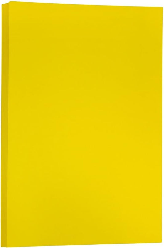 JAM PAPER Ledger 65lb Cardstock - 11 x 17 - Tabloid Coverstock - 176 gsm - Yellow Recycled - 50 Sheets/Pack