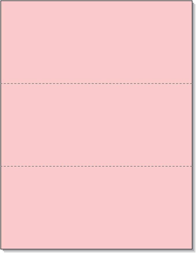 NextDayLabels - Pack of 500 Sheets, 8-1/2 x 11" Letter Size Perforated Paper (Pink, Perf @ 3-2/3" and 7-1/3")