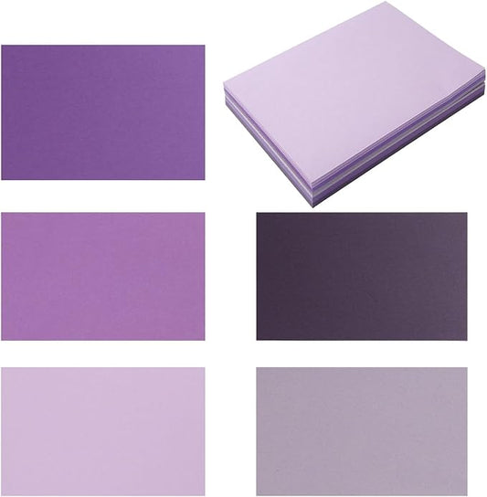 50 Sheets Colored Cardstock Paper 5 Colors Blank Flash Cards, 250 GSM Heavy Card Stock for DIY Art Projects, Cards (Purple, 4x6)
