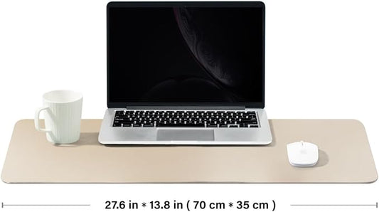 Leather Desk Mat - Non-Slip PU Desk Pad for Office and Home - Desk Organization and Accessories - Ideal for Large Mouse Pad and Desk Mats on Top of Desks (Champagne Gold,27.6"x 13.8")