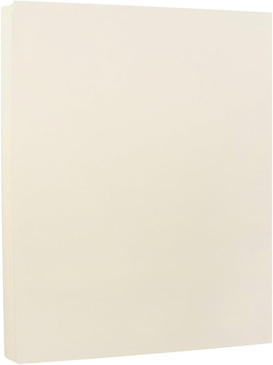 JAM PAPER Strathmore 80lb Cardstock - 8.5 x 11 Coverstock - 216 gsm - Ivory Wove - 25% cotton - 50 Sheets/Pack