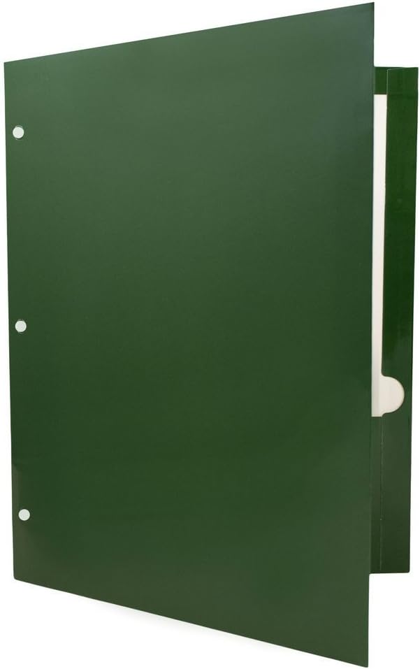JAM PAPER Laminated Two Pocket Glossy 3 Hole Punch School Folders - Letter Size - High Gloss Green - Bulk 50/Box