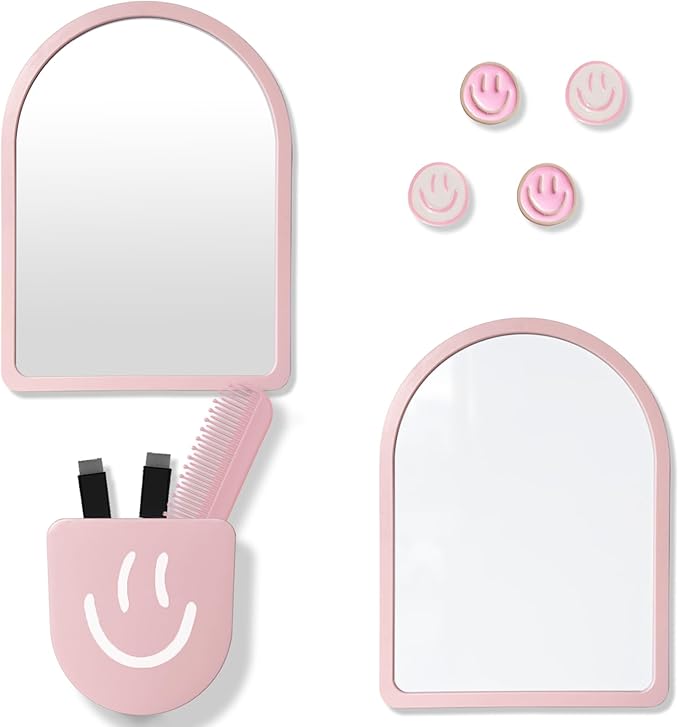 10 pcs - Locker Accessories, Locker Decorations Including Mirrors, whiteboards, Magnets and organizing Supplies. Ideal for Back-to-School Essentials and The Office (10 Pcs - Pink)