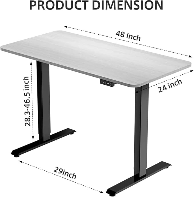 JOY worker Electric Height Adjustable Standing Desk, Grey Whole Piece 48 x 24 Inches Sit Stand Up Desk with Memory Controller, Quick Assembly Standing Workstation for Home Office