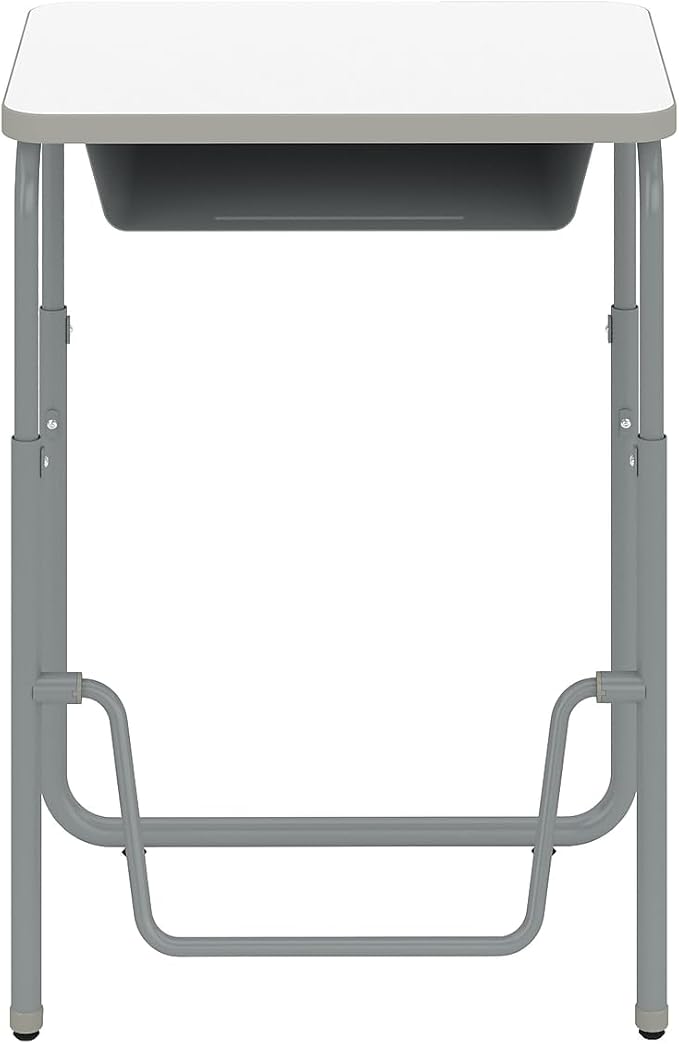 Safco Products AlphaBetter 2.0 Height as Adjustable Student Desk with Swinging Footrest Bar and Book Box, Sit to Stand, 29-43 w, Dry Erase Classroom and Home School Desk