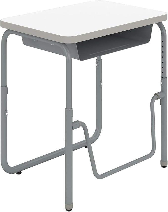 Safco Products AlphaBetter 2.0 Height Adjustable Student Desk with Swinging Footrest Bar and Book Box, Sit to Stand, 22"-30" with Dry Erase Classroom and Home School Desk