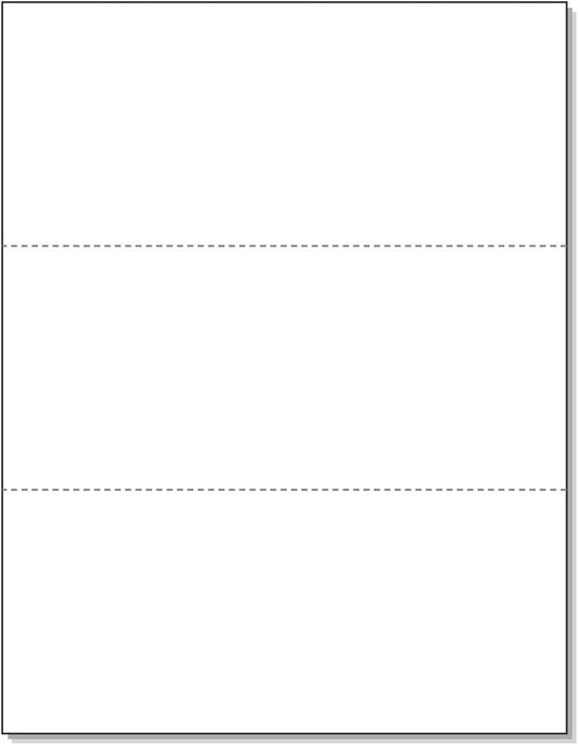 NextDayLabels - Pack of 500 Sheets, 8-1/2 x 11" Letter Size Perforated Paper (White, Perf @ 3-2/3" and 7-1/3")