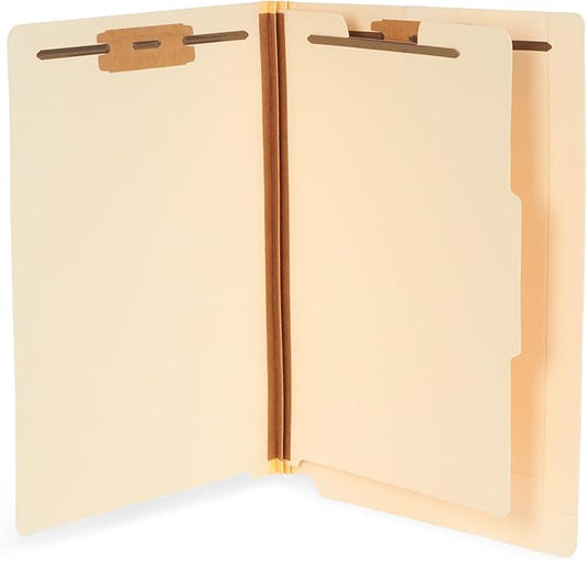 Blue Summit Manila Classification Folder, 1 Divider Classification Folder and 4 Fasteners, Letter Size, Manila – 50 Folders