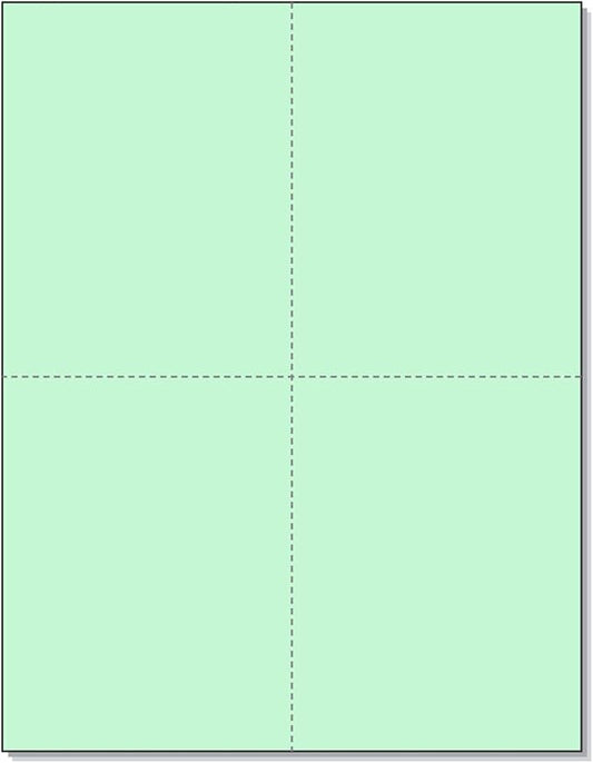 NextDayLabels 8-1/2" x 11" Laser/Inkjet Postcards 4 Per Page, (4-1/4" x 5-1/2" Each Card | Green, 4000 Cards)
