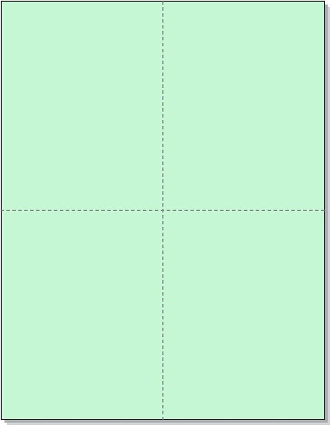 8-1/2" x 11" Laser/Inkjet Postcards 4 Per Page, (4-1/4" x 5-1/2" Each Card | Green, 200 Cards)
