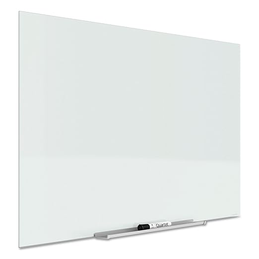 Quartet Glass Whiteboard, Magnetic Dry Erase Board, Wall Mounted Whiteboard for Office, School and Home, 39"W x 22"H, White (G3922IMW)