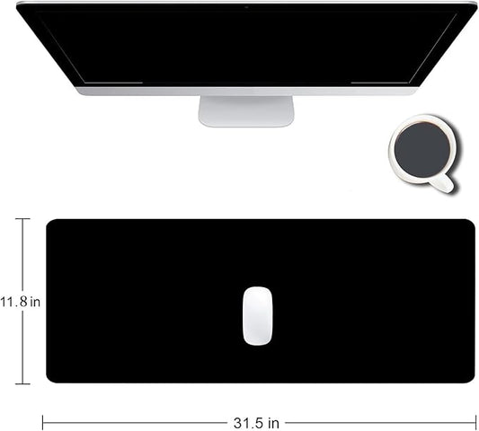 Hokafenle Large Gaming Mouse Pad, Black Desk Keyboard Mouse Pads, Long Mouse Mat, Non-Slip Rubber Base Computer Mousepad for Office, Home, Gamer