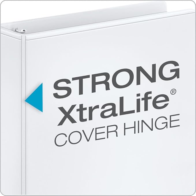 Cardinal Performer 3-Ring Binders, 2", Non-Locking Slant-D Rings, 540-Sheet Capacity, Clearvue Presentation, Non-Stick, PVC-Free, White, 4-Pack (27500), 2-Inch
