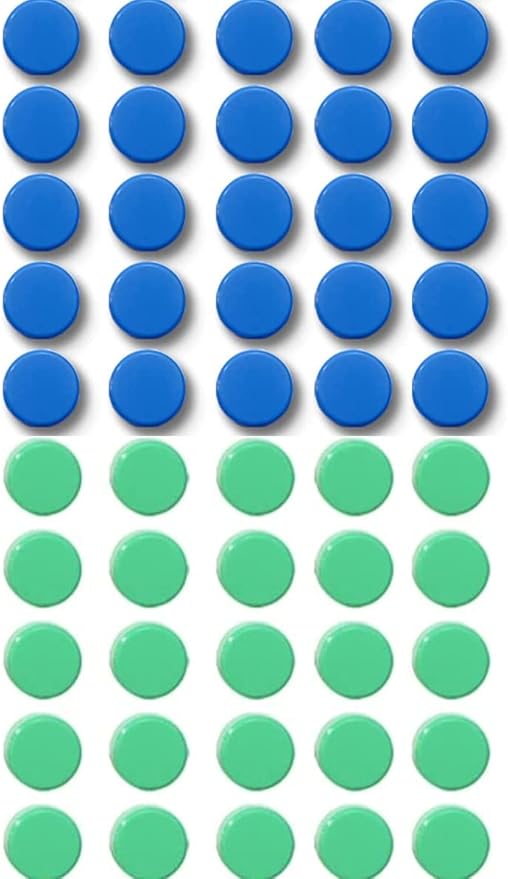 Qualsen Fridge Magnets, 50Pcs Refrigerator Magnets, Small Magnet for Whiteboard, Mini Cute for Fridge, Locker, White Board, Kitchen, Office, Classroom (Blue+Green)