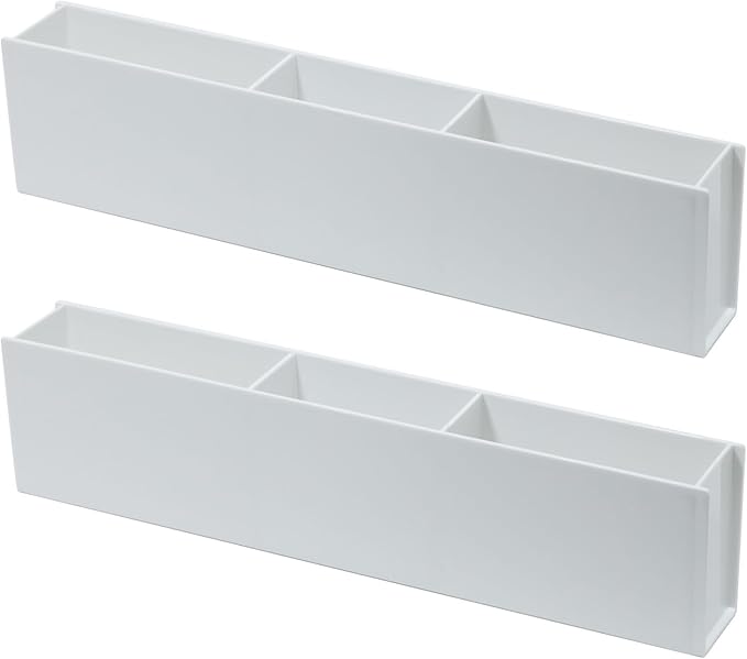 2 Pack Wall Mounted Storage Organizer, Plastic Adhesive Cabinet Door Rack for Kitchen and Bathroom, Under Sink, Vanity, Medicine Supplies, Marker Pen and Pencil Holder, White