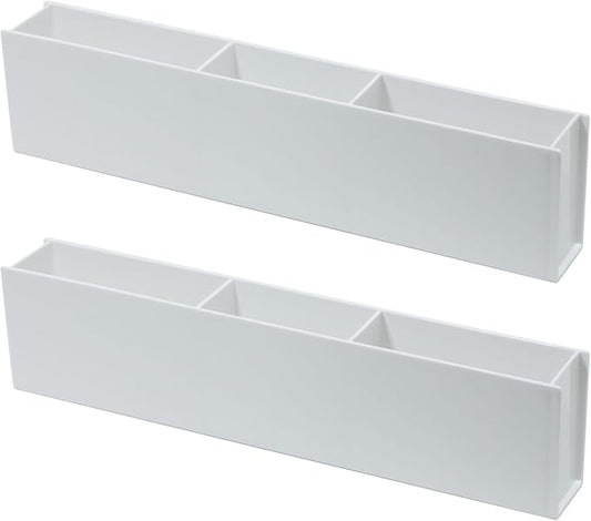 2 Pack Wall Mounted Storage Organizer, Plastic Adhesive Cabinet Door Rack for Kitchen and Bathroom, Under Sink, Vanity, Medicine Supplies, Marker Pen and Pencil Holder, White