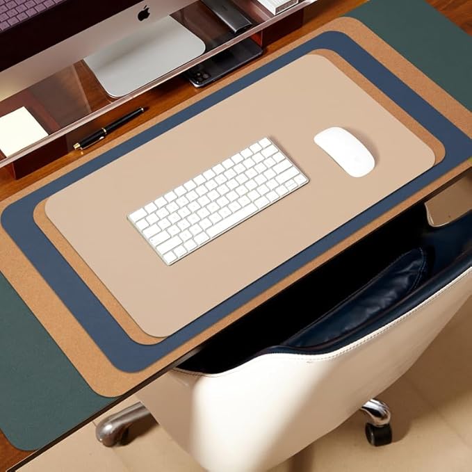 Cork Desk Mat - Dual-Sided Desk Pad for Office and Home - Desk Organization and Accessories - Ideal for Large Mouse Pad and Desk Mats on Top of Desks(Brown,27.6"x 13.8")