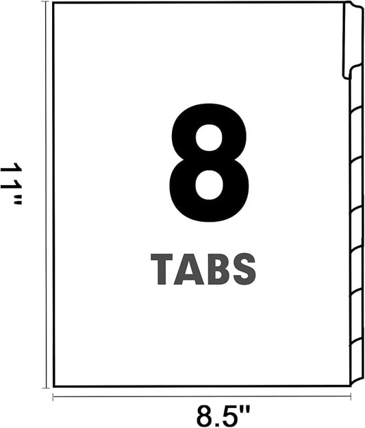 Binder Divider, PANDRI 120 Pack Binder Index White Dividers with 8 Tabs, Letter Size Paper Binder Divider for School Office Home Business