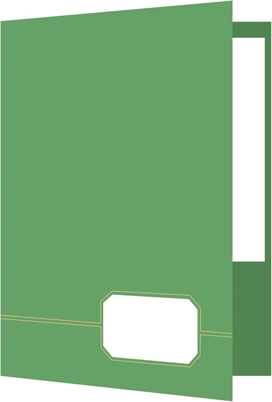 Oxford Monogram Executive Twin Pocket Folders, Letter Size, Green with Gold Foil Trim, Set of 4 (04164)