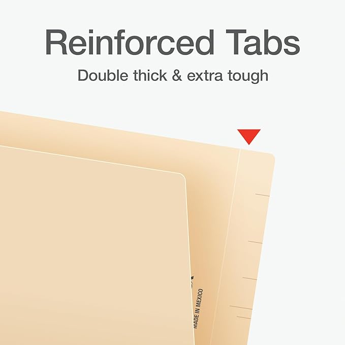 Pendaflex End Tab Fastener File Folder, Manila Folders with Two 2" Bonded Prong Fasteners, Reinforced Straight Cut Tabs, 50 Per Box (44710)