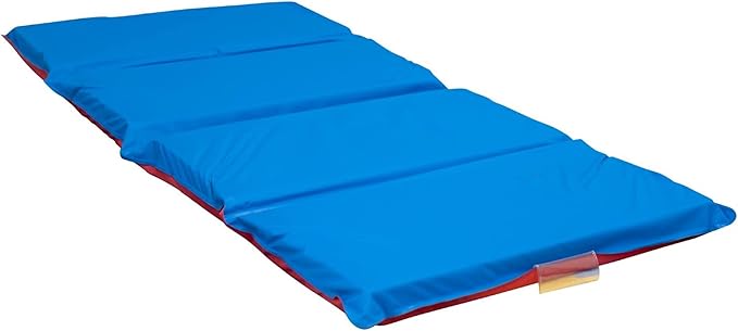 Children's Factory Angels 2" Thick Toddler Nap Mat, Red-Blue, 4 Section Waterproof Sleeping Mat for use in Preschools and Daycares