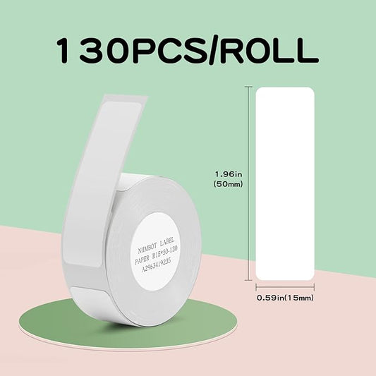 NIIMBOT Label Maker Tape Replacement for Niimbot D11 D110 D101 Label Printer, Adapted Label Print Paper, Thermal Sticker Paper 0.59"x 1.96" Waterproof Self-Adhesive Labeling Tape(2 Rolls, White)