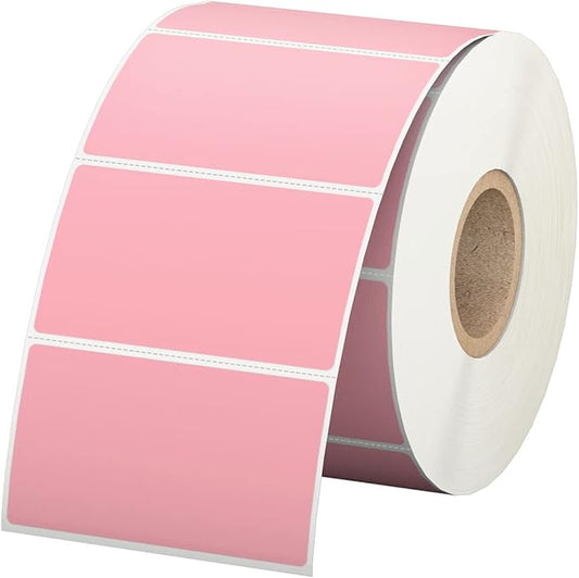 2.25" x 1.25" Pink Direct Thermal Labels, Replacement for Self-Adhesive Address Shipping Barcode Thermal Stickers, Compatible with Rollo & Zebra Thermal Label Printer(1 Roll, 1000 Labels)