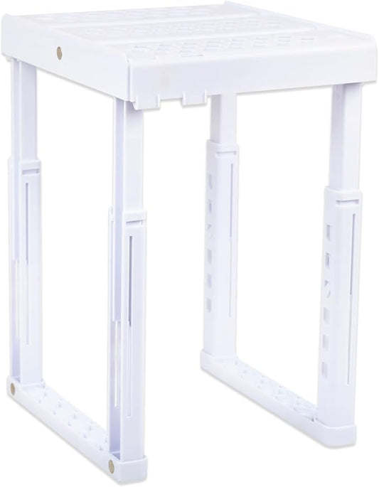 Adjustable Locker Shelf for School, Work & Gym Lockers – Expandable Width & Height, Stackable, Magnetic Support, Durable Locker Organizer Shelf – Easy to Assemble, Fits Standard Lockers, White