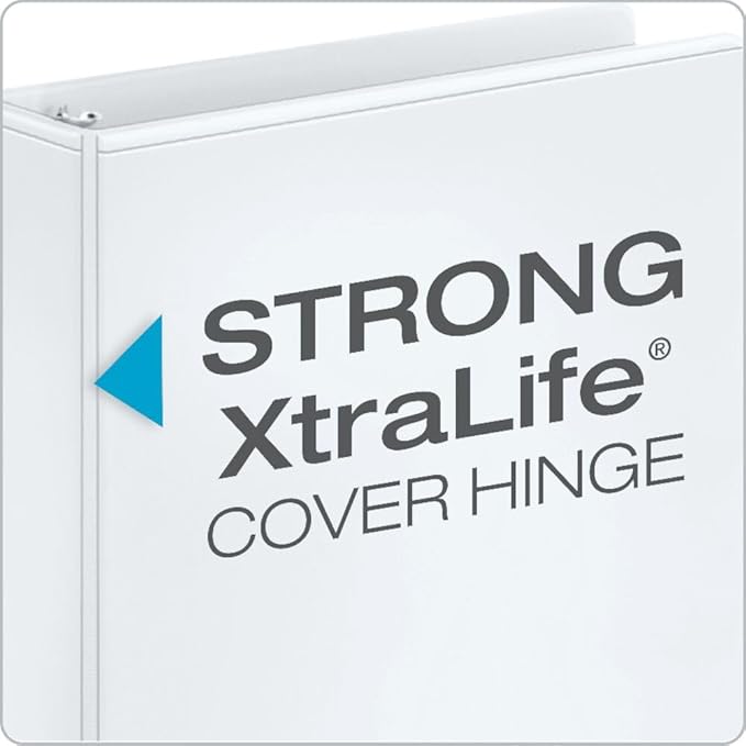 Cardinal Performer 3-Ring Binders, 3", Non-Locking Slant-D Rings, 725-Sheet Capacity, ClearVue Presentation, Non-Stick, PVC-Free, White, 4-Pack (27600)