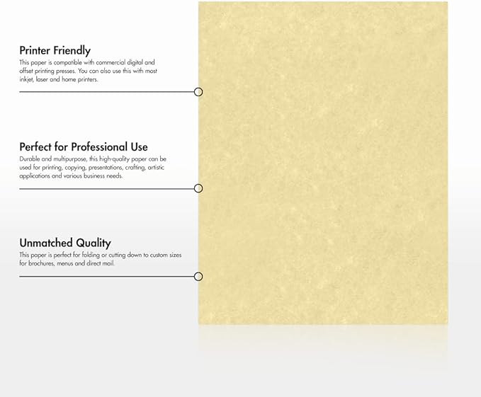 LUXPaper 8.5" x 11" Paper | Letter Size | Gold Parchment | 60lb. Text | 50 Qty