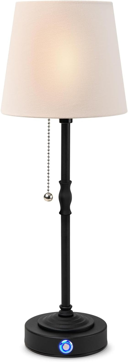 Cordless LED Table Lamp: 5200mAh Portable Battery Operated Lamps for Living Room - Dimmable Desk Lamp for Bedside, Bar, Night Light, Dining Room, Camping, Patio (Dark Black)