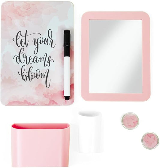 Pink Locker Decor - 7 Piece Aesthetic Magnetic Set, Perfect for Girls' Middle School Lockers