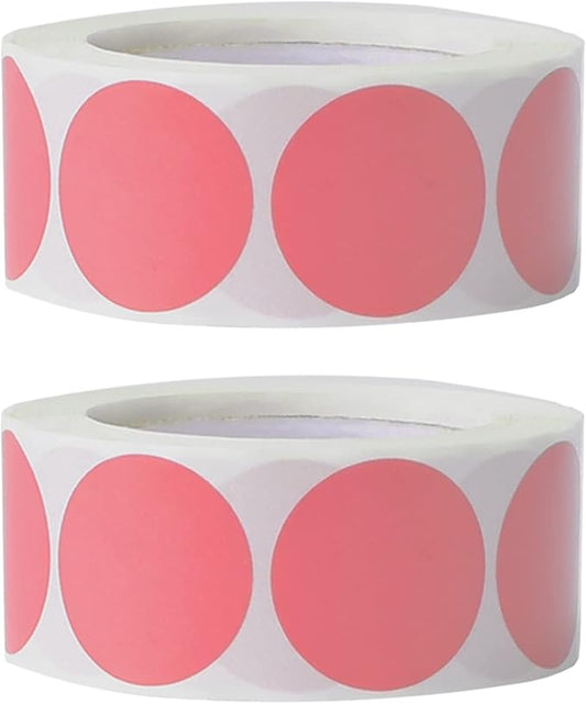 1000 Pieces 1 Inch Round Color Coding Labels Writable Circle Dot Labels Self Adhesive Color Round Stickers for Inventory Home Organize, File Classification(2 Rolls, Pink)