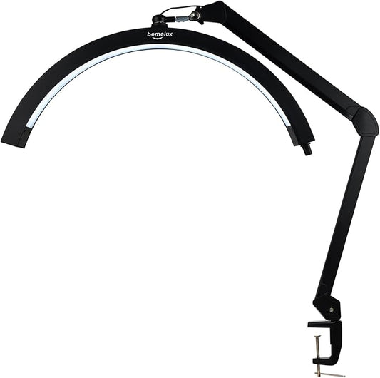 LED Half Moon Light with Desk Clamp, 30W Bright 288PCS LEDs, Metal Swing Arm for Beauty, Nail Art, Makeup, Facial Care, Tattoos, Sewing and Hand Craft DIY(Black)
