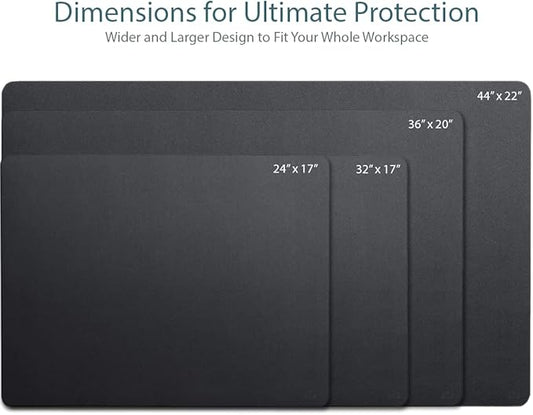 Vine Creations Leather Desk Mat 24" x 17", Desk Protector, PU Leather Desk Pad, Small Desk Pad Mat, Desk Blotter, Desk Pads on Top of Desks, Small Desk Mat for Home or Office (Black)