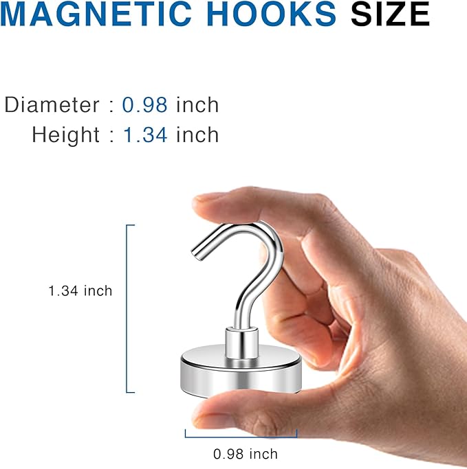 LOVIMAG Magnetic Hooks Havy Duty, 80LBS Strong Magnetic Hooks for Refrigerator, Neodymium Magnet Hooks for Hainging,Magnetic Hanger for Wall, Locker, Cruise Cabins, Grill, Metal Door- 6 Pack